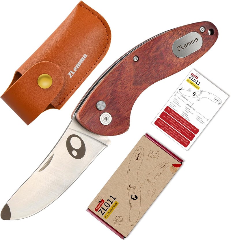 ZLemma Kids Pocket Knife with Sheath Set - Stainless Steel Children’s Folding Pocket Knife with Safety Rounded Tip - Image 1